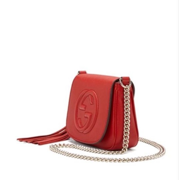 Gucci Soho Tassel Red Leather Cross Body Bag - Picture 3 of 9